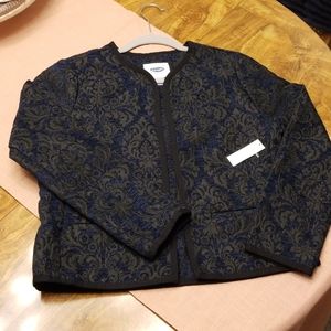 Old Navy black navy embroidered jacket NWT